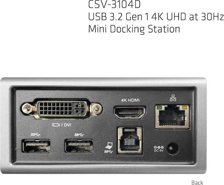 Actual product image Club 3D CLUB3D SenseVision USB 3.0 4K UHD Mini Docking Station (USB-C, 4 Ports)