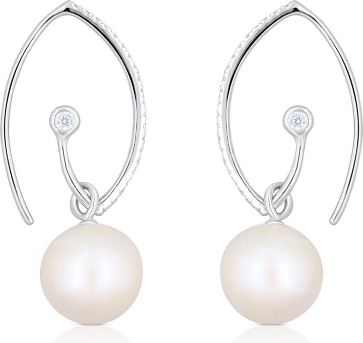 Actual product image Muau Earrings silver 925 freshwater pearl 10.5-11mm zirconia (Silver 925)