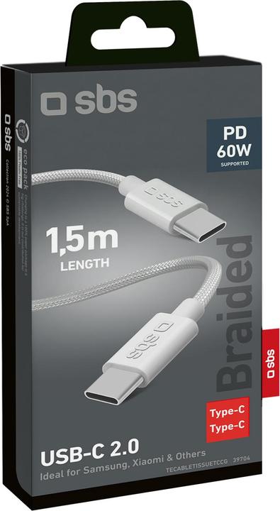 Produktbild SBS Stecker USB-C auf USB-C grey (1.50 m, USB 2.0)