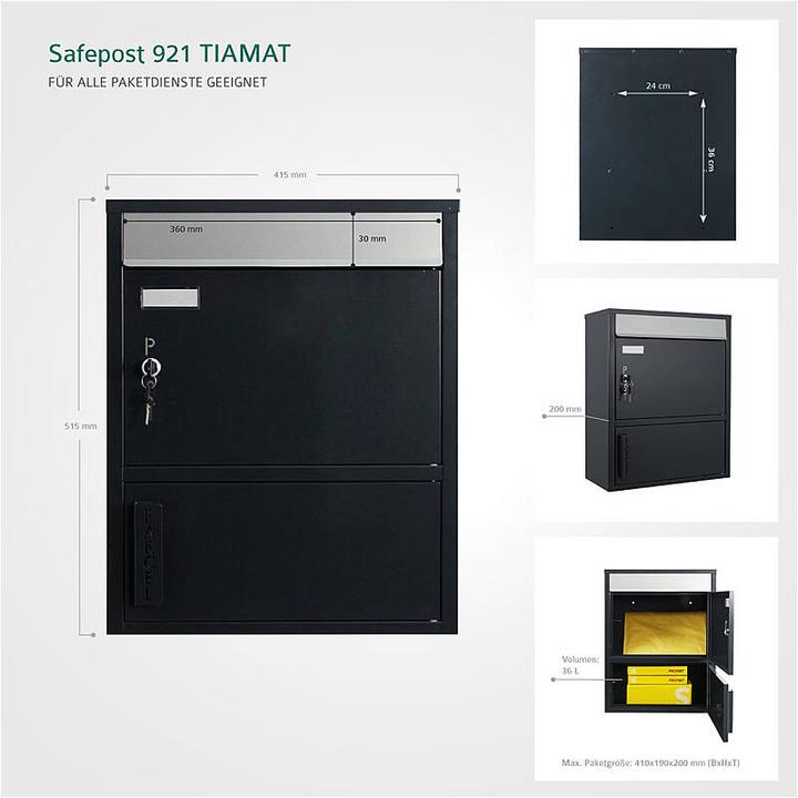 Productafbeelding SafePost 921 TIAMAT brievenbus met pakketvak antiek