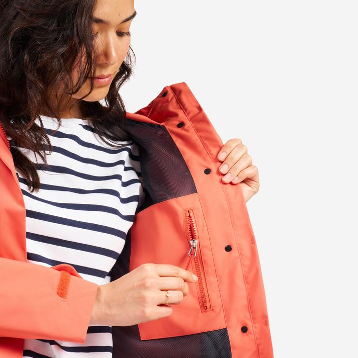 Produktbild Tribord Women’s long waterproof raincoat - Sailing 500 brick (S)