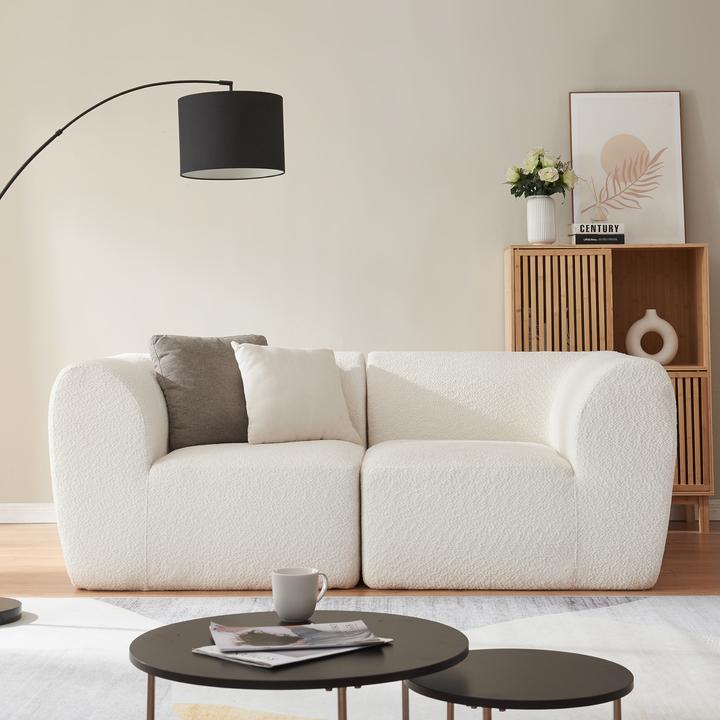 Immagine prodotto En.Casa Modular Sofa 2-Sitzer Hurvas Bouclé Cremeweiss