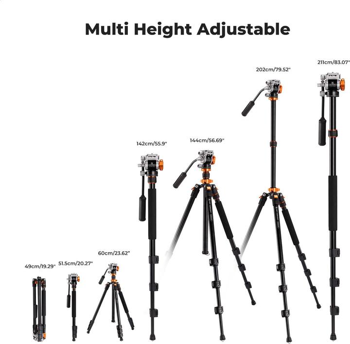 Actual product image K&F Concept K234A7+FH-03 Magnesium Aluminum Alloy Tripod (Metal)