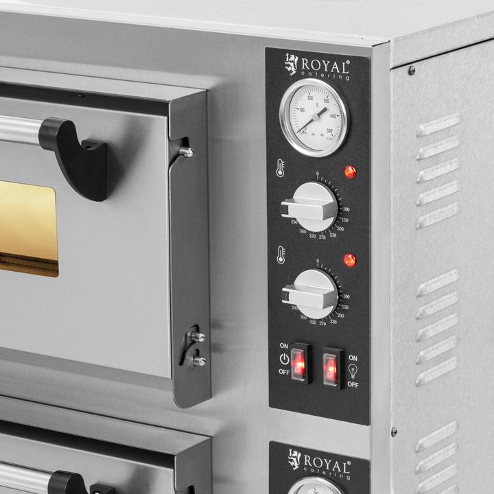 Image du produit Royal Catering Four à pizza électrique - 4+4 x 25 cm - 2 cavités - 8 400 W - 400 V- Chamotte - (Four à pizza électrique)