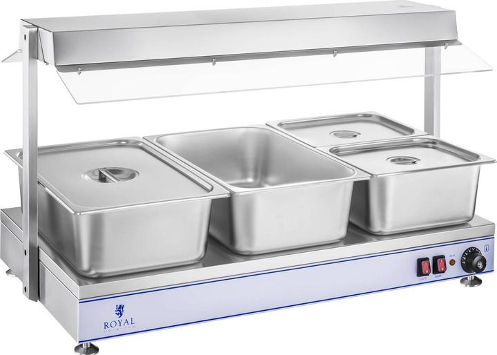 Produktbild Royal Catering Warmhalteplatte Speisenwärmer Wärmetheke Buffetwärmer 1550 W 3 Halogenlampen