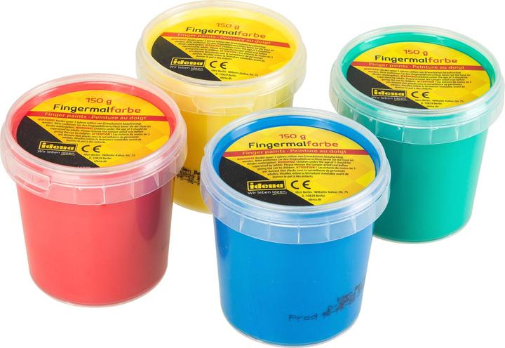 Produktbild Idena Fingermalfarben 4x150g,blau/grün/gelb/rot (Blau, Grün, Rot, Gelb)