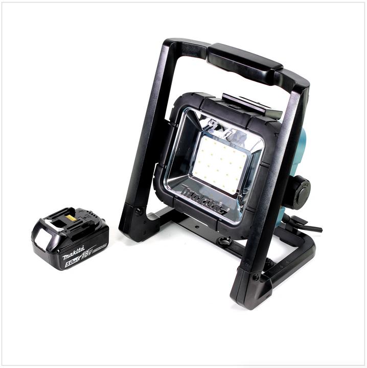 Actual product image Makita DEADML / DML 805 LED construction spotlight 14.4 - 18 Volt / 230 Volt + 1x BL 1850 B 18V - 5 Ah (750 lm)
