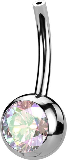 Immagine prodotto Star Piercing Threadless Bananen-Stab silber mit Kugel Kristall multicolor (senza ottone, Titanio G23)