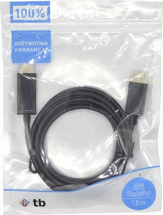 Actual product image Lenovo DisplayPort- HDMI 1.8 m. Cable, black (AKXVDMHMDP18B) (1.80 m, DisplayPort)