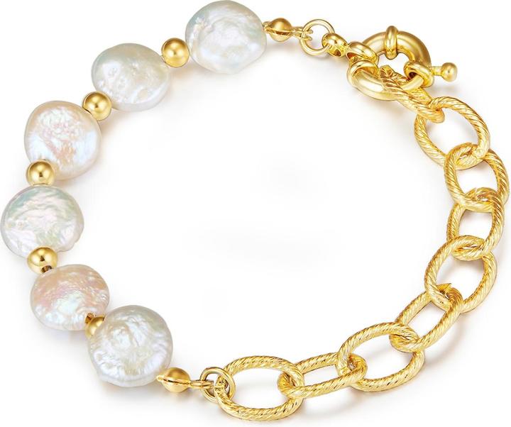 Lulu & Jane Damen Metalllegierung Süßwasser-Zuchtperle Gelbgold 18,0 cm Grundlänge + 3,0 cm Verlängerung - (18 cm, Metall-Legierung)