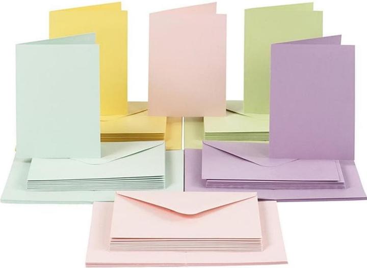 Creativ Company Blank card and envelope 10.5 x 15 cm, 50 pieces, pastel (50 pcs.)