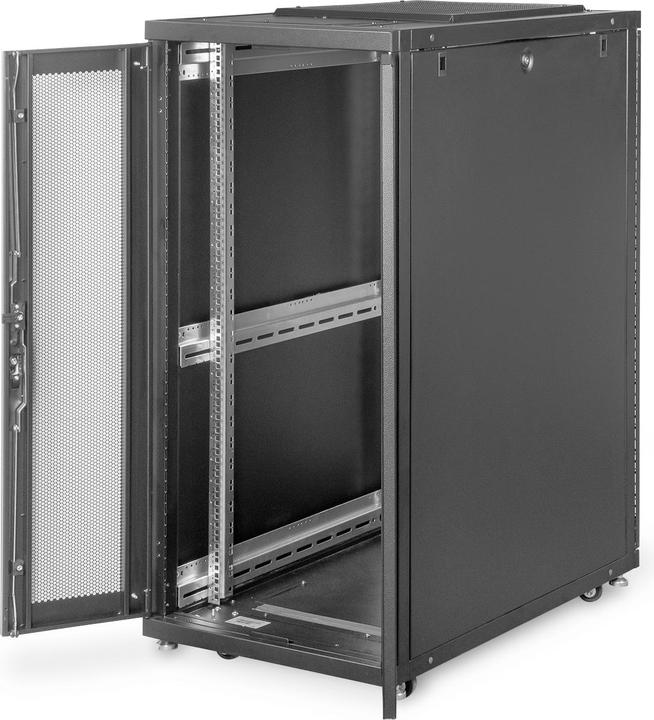 Produktbild Digitus Serverschrank 48,3cm 19Zoll 26HE schwarz H1338mm B600mm T1000mm mit Plexi-Glastuer inkl. 28xMonta... (26 HE, 19 Zoll Rack)