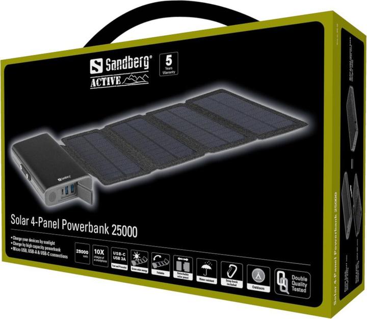 Actual product image Sandberg Solar 4-Panel (25000 mAh, 18 W, 92.50 Wh)