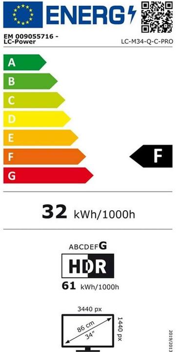Energy Label LC-Power LC-M34-Q-C-PRO (3440 x 1440 pixels, 34")