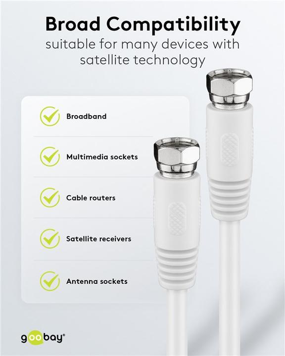 Immagine prodotto Goobay Cavo antenna SAT 80 dB, 2x schermato (80 dB, Cavi antenna)