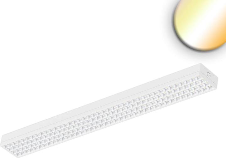 Isoled Apparecchio lineare LED UGR<19, 80°, bianco, 120cm 38W, Colorswitch 3000/4000K, dimmerabile