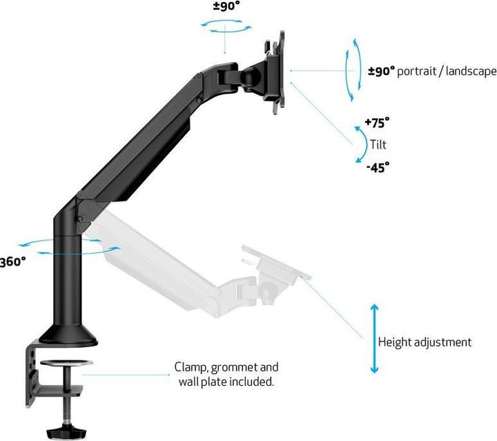 Actual product image Multibrackets Table Mount Gas Lift Arm Desk (Wall, Table, 32")