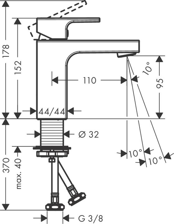 Actual product image hansgrohe Vernis Shape single-lever basin mixer 100 with insulated water supply without pop-up waste