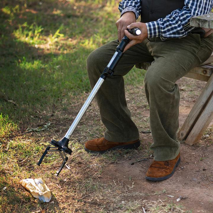Actual product image InnovaGoods Extendable walking stick with LED light, alarm and mechanical gripper handle