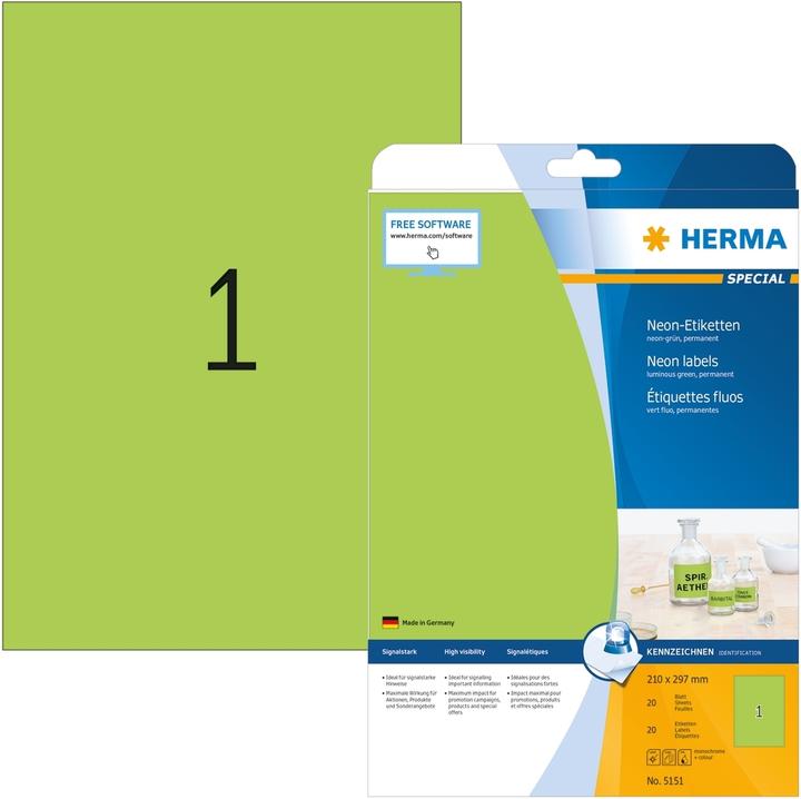 Image du produit HERMA Étiquettes fluo A4