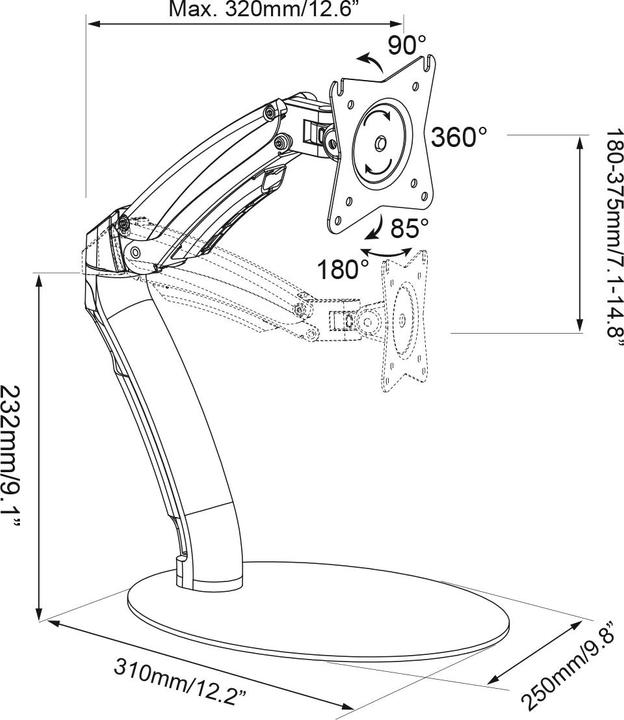 Actual product image Digitus LED/LCD Monitor Stand (Table, 27.01")