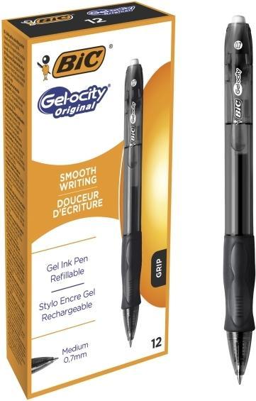 Immagine prodotto Bic 12 penne gel Gel-ocity nero/trasparente 0,3 mm, colore di scrittura: nero (Nero, 12 x)