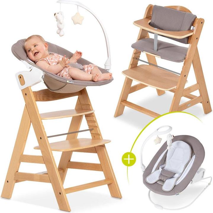 Produktbild Hauck Hochstühle Alpha Plus Natur Newborn Set Deluxe - 4-tlg. Hochstuhl (Hochstuhl)