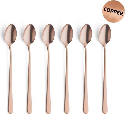 Amefa Long drink / latte macchiato spoon set 6 pieces PVD copper 1410 Austin (6 Piece, Scoops)