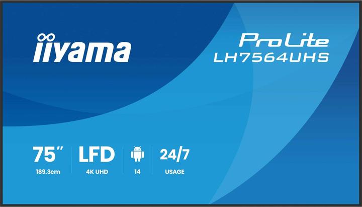 iiyama 189.3cm(75") LH7564UHS-B1AG 16:9 2xHDMI+USB-C (Speditionsversand) (3840 x 2160 Pixels, 75")