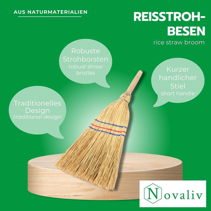 Actual product image Novatool Kleiner Besen Reisigbesen mit Stiel kurz 40cm Strohbesen Kinder Hexenbesen klein Garden Bro (1 pcs.)