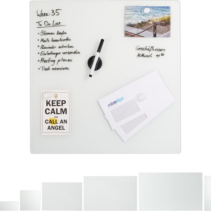 Produktbild Relaxdays Glas-Magnetboard (50 x 0.4 x 50 cm)