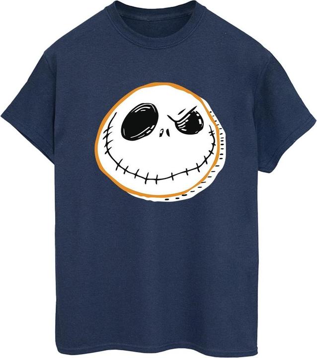 Actual product image Disney Womens/Ladies The Nightmare Before Christmas Jack Face Cotton Boyfriend T-Shirt (5XL)