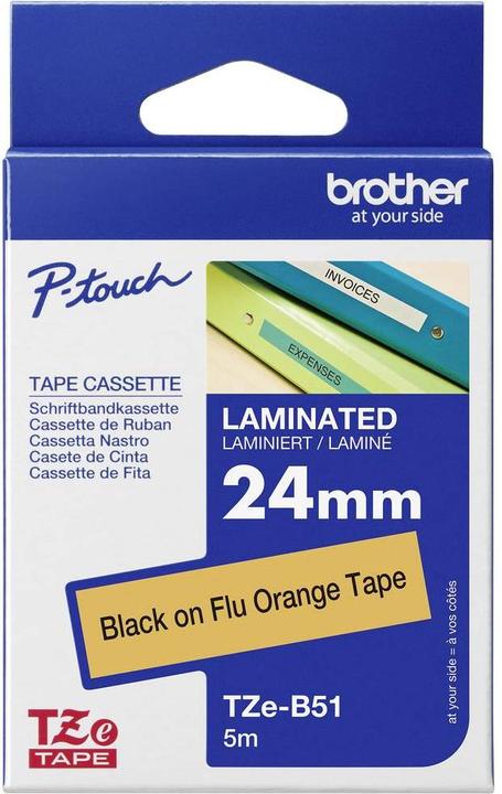 Actual product image Brother TZB51 24 Black ON Orange (2.40 cm, Orange, Black)