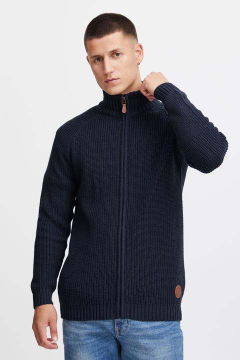 Actual product image Solid Xenos Men's Cardigan Chunky Knit Jacket With Funnel Neck Made Of 100% Cotton (XL)
