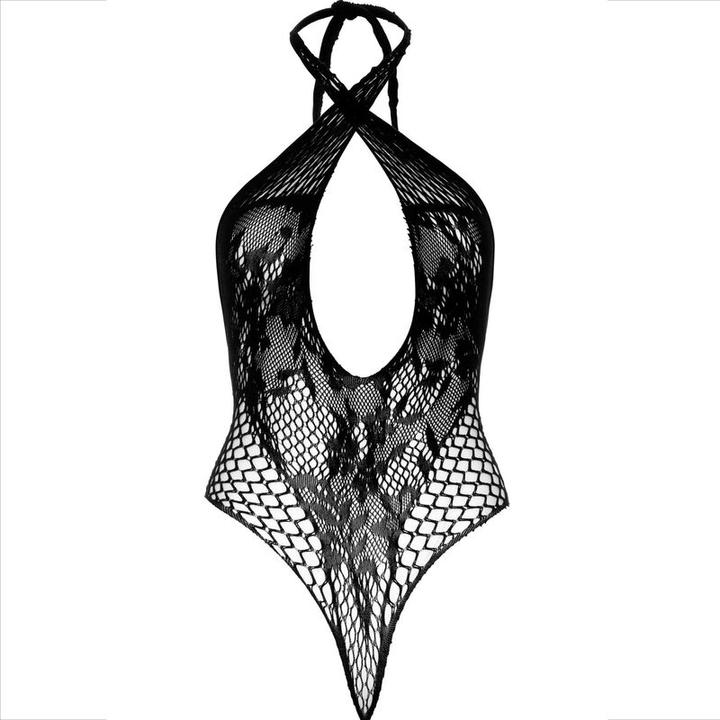 Actual product image Leg Avenue Halterneck Lace Bodysuit - Black (One size)