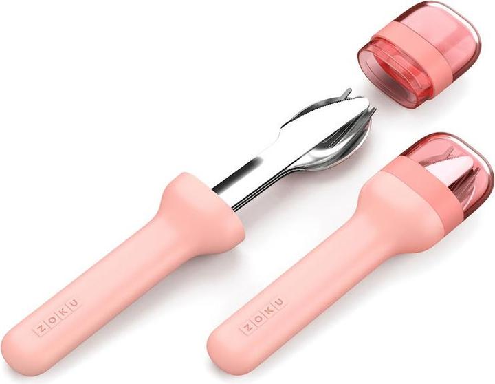 Actual product image ZOKU Cutlery Set To Go, 3-piece Peach (3 Piece, Cutlery set)