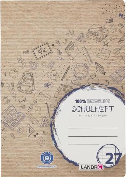 Actual product image Landré Recycling A4 2-fold-saddle stitching exercise book (A4, Lined)