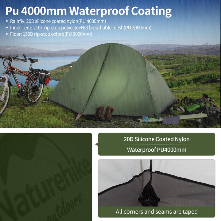 Image du produit Naturehike Cycling Ultralight 1PersonenZelt (Tente cycliste ultralégère pour 1 personne) (Tente igloo, 1.70 kg, 1 personne)
