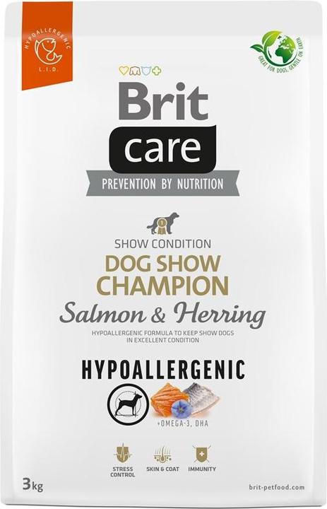Produktbild Brit Care Hypoallergenic Adult Dog Show Champion Lachs & Hering - Hundetrockenfutter - 3kg (Adult, 1 Stk., 3000 g)