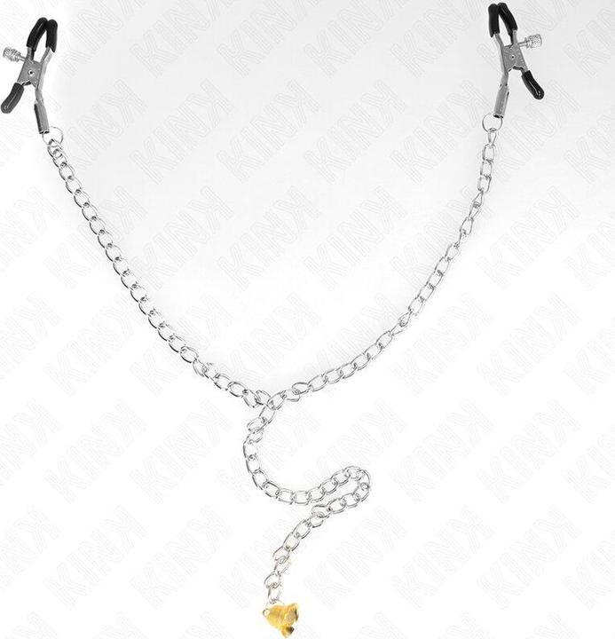 Actual product image Kink Chain Nipple Clamps With Horn Pendant 30 cm