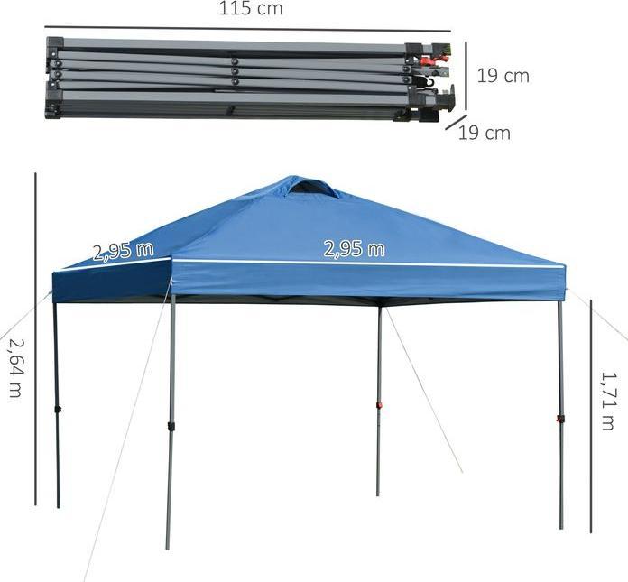 Actual product image Swisshandel24 Faltpavillon ca. 3x3m, wasserdicht, Blau (11500 cm, 295 cm)