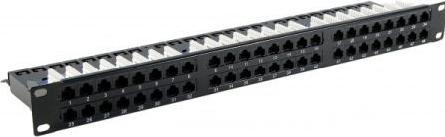 Actual product image Tecline Patch panel, Cat.6, 48 port, UTP, 1 U, 48.30cm (19"), black Cat. 6 patch panel with 48 ports