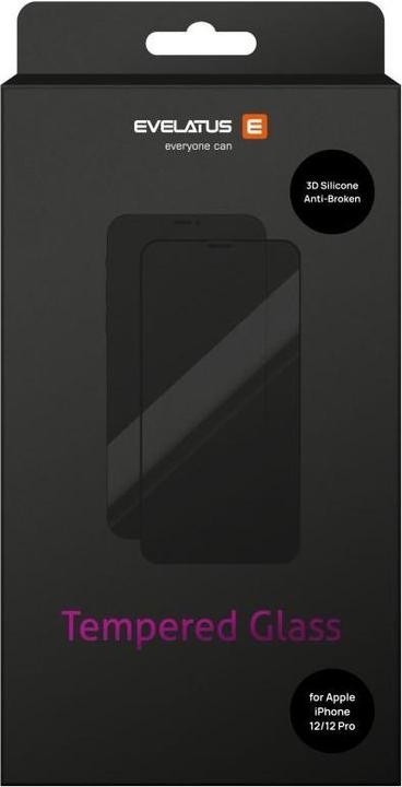 Produktbild Evelatus Apple iPhone 12/12 Pro 3D Rubber Anti-Broken Glass (1 Stück, Realme 12 Pro+, Apple iPhone 12)