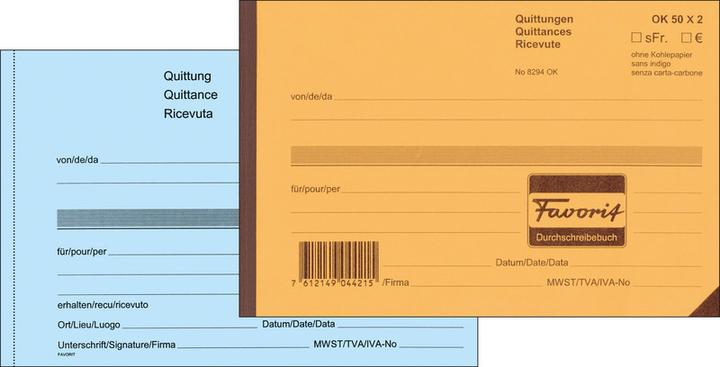 Produktbild Favorit Durchschreibebuch Quittungen mit Selbstdurchschreibepapier (150 x)