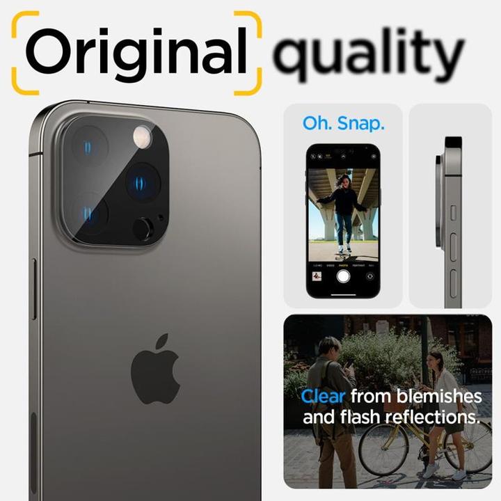 Actual product image Spigen Optik.Tr Camera iPhone 14 Pro/14 Pro Max Lens 2szt./2pcs czarny/black AGL05273 (2 Piece, Apple iPhone 11 Pro)