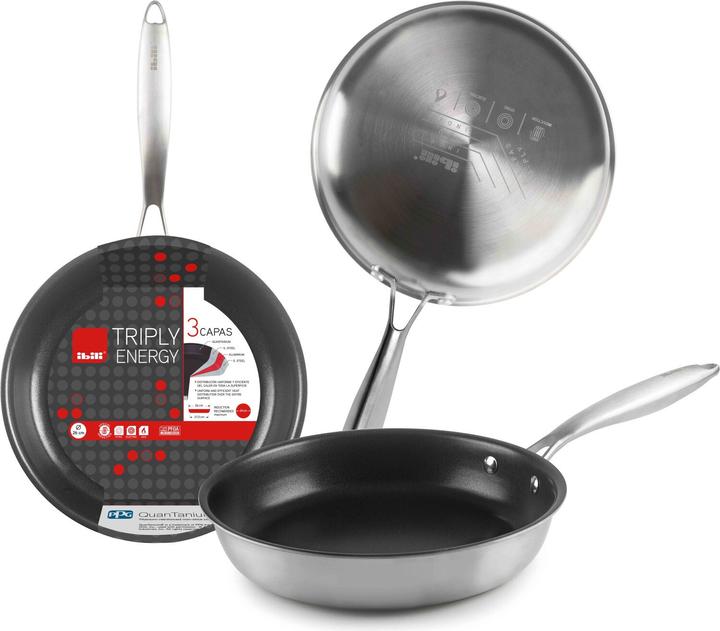 Actual product image Ibili Frying pan Triply 28 cm Suitable for all hob types, including induction (Frying pan, Stainless steel)