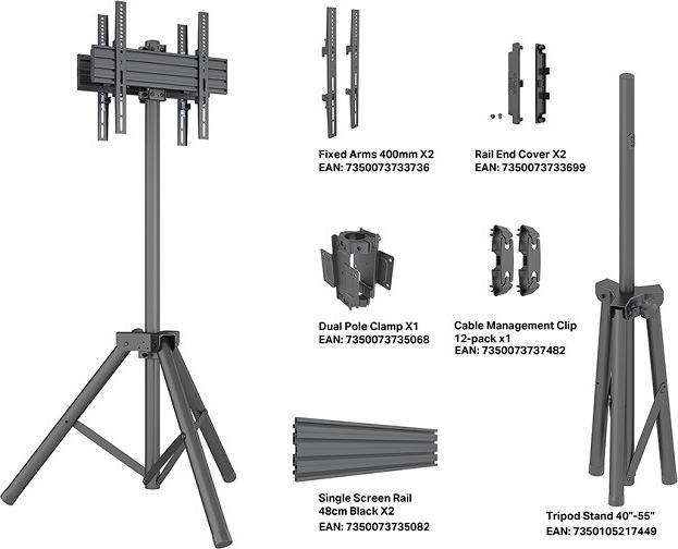 Produktbild Multibrackets Dreibein TV Ständer B2B, 32"-75", Stahl/Alu (75", 60 kg)