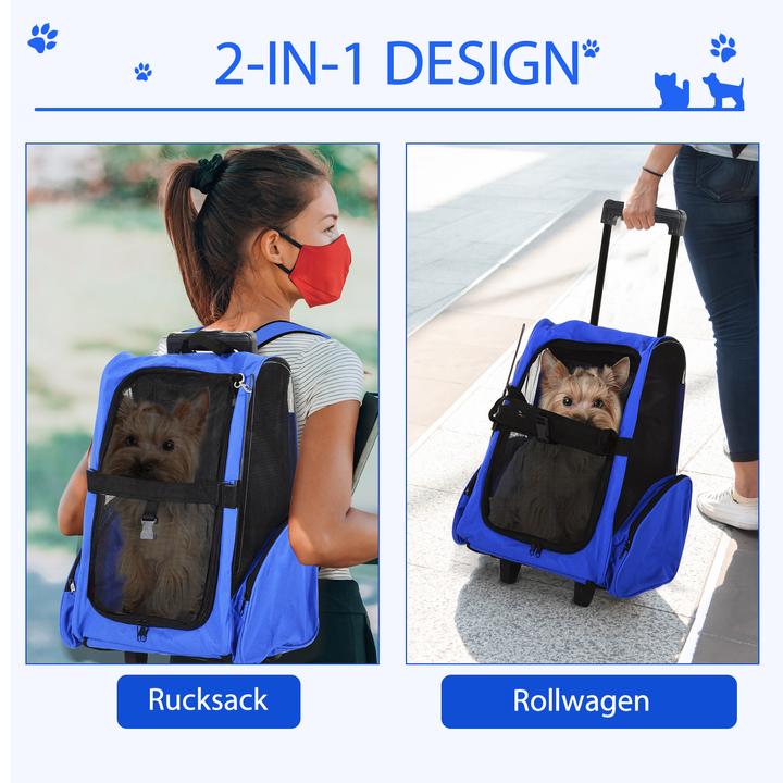 Produktbild PawHut 2 in 1 Hundetasche als Trolley oder Rucksack verwendbar (Hund, Atmungsaktiv)