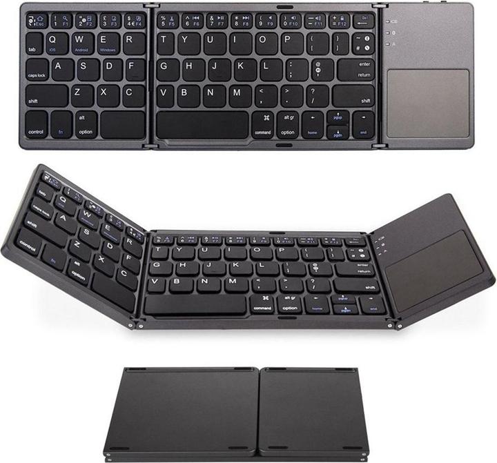 Produktbild Apfelkiste Faltbare Mini Bluetooth Tastatur Keyboard (QWERTY) mit Touchpad (US, Kabelgebunden)