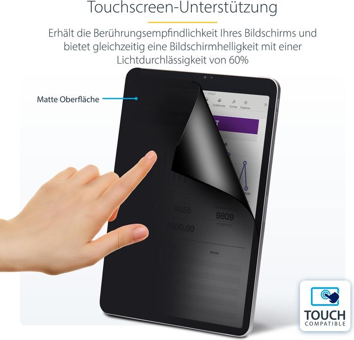 Produktbild StarTech com 4-Wege Blickschutz für 11-Zoll iPad Pro, für Hoch- und Querformat, Touch-fähig, +/- 30 (25 Stück)